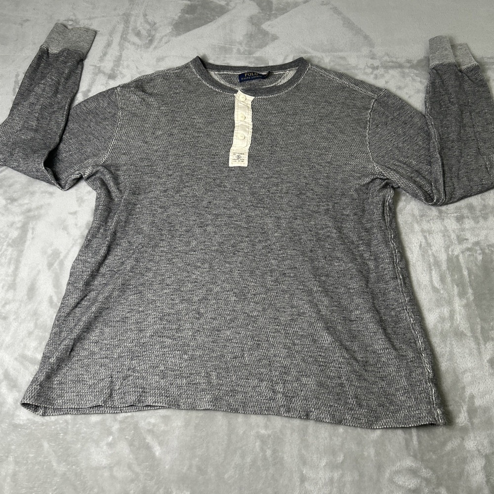 Polo Ralph Lauren Gray Knit Solid 1/4 Button Sweater Men's L